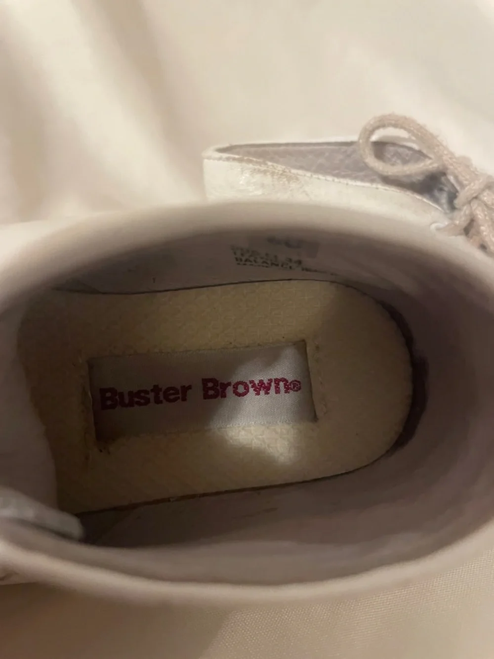 Vintage baby Buster Brown leather White walking Lace-Up Shoes high tops